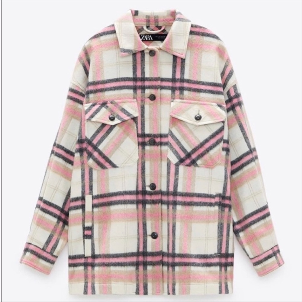 SOLD on Curtsy - Zara Wool Blend Pink Shacket